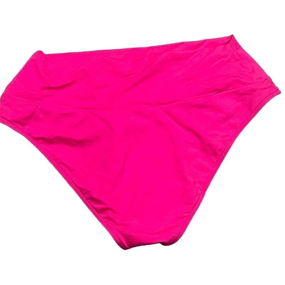 Frankies Bikinis Anne Solid High Waist Barbie Core Bottom Pink Size Small NWOT
